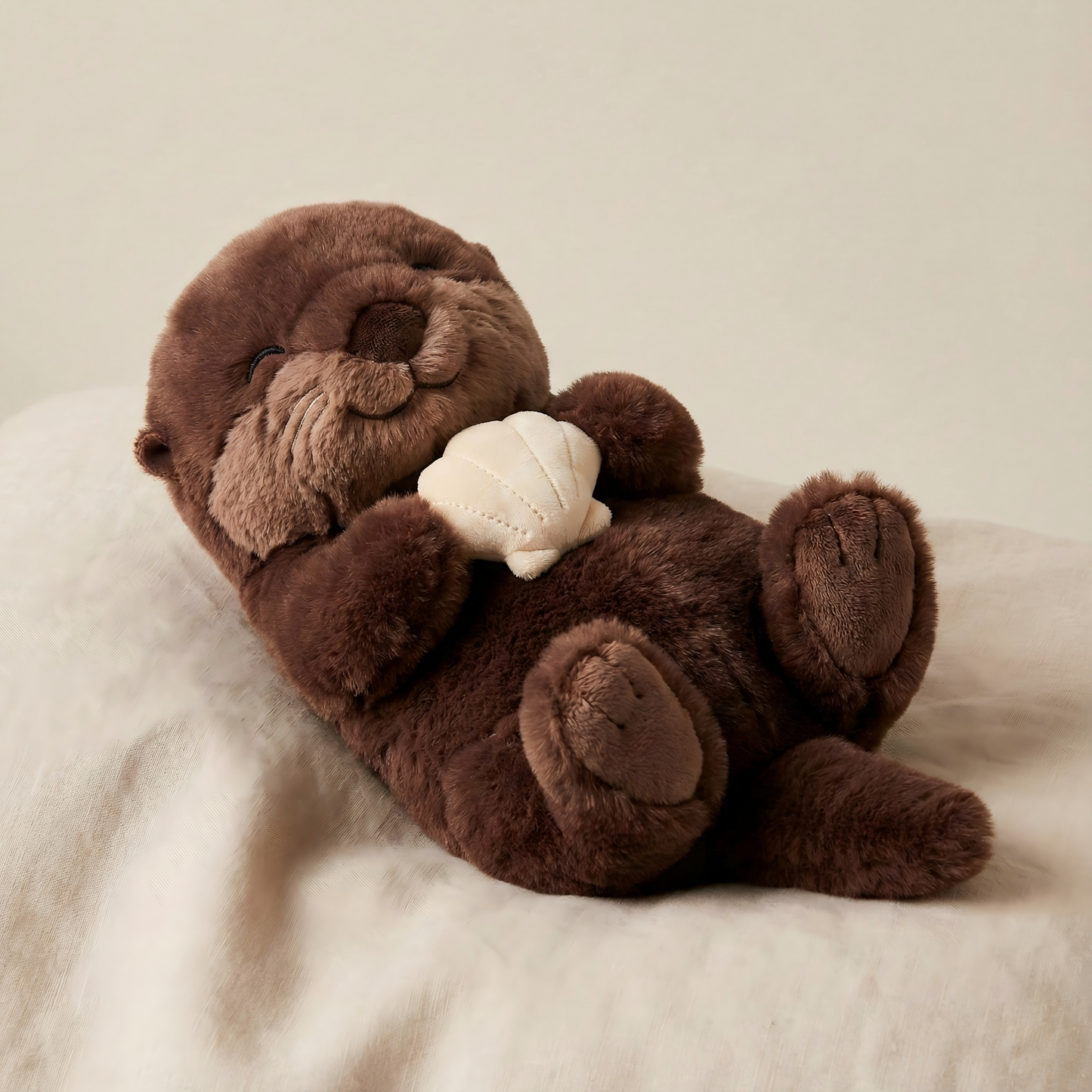 Happy Sea Otter Plush with Shell