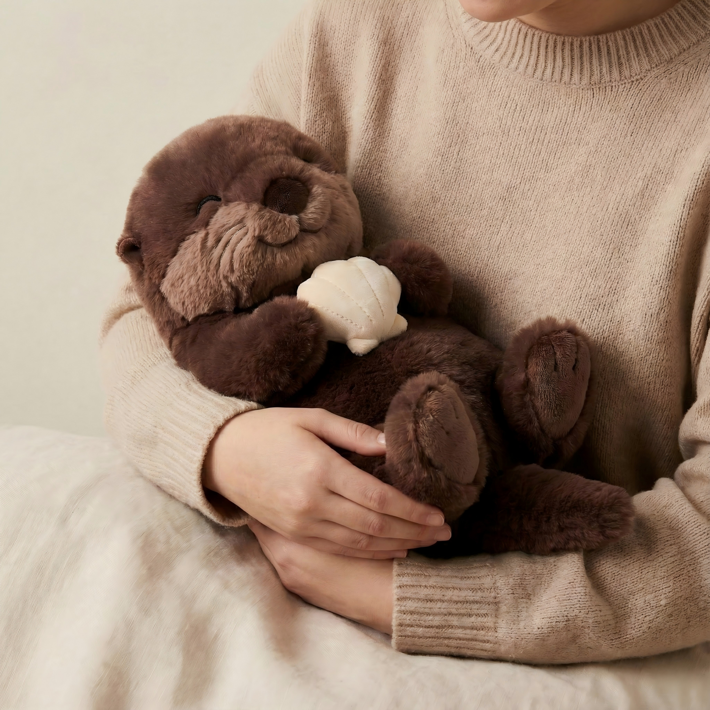 Happy Sea Otter Plush with Shell